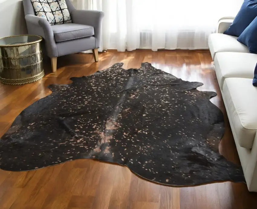 Brown and Tan Cowhide Animal Print Power Loom Area Rug Photo 1