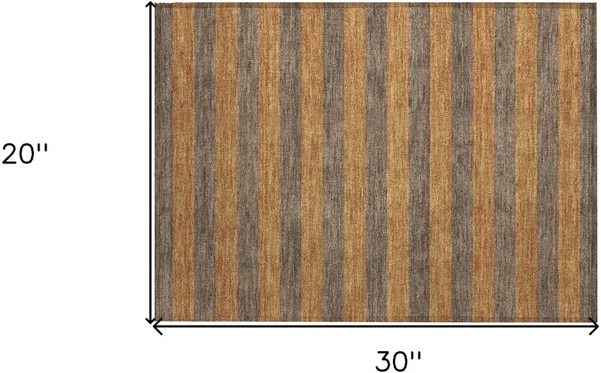 Brown and Tan Striped Washable Non Skid Indoor Outdoor Area Rug Photo 3