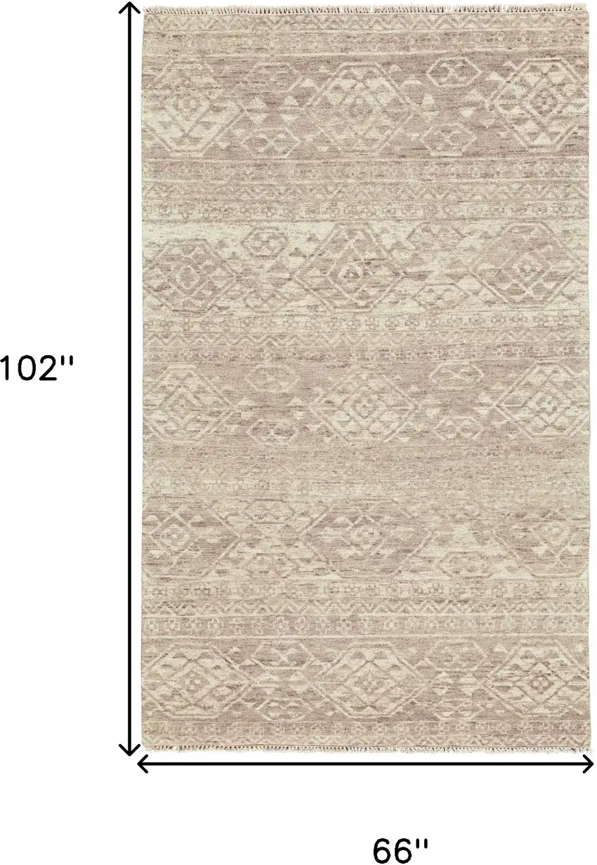 Brown and Tan Wool Southwestern Hand Knotted Area Rug Photo 3