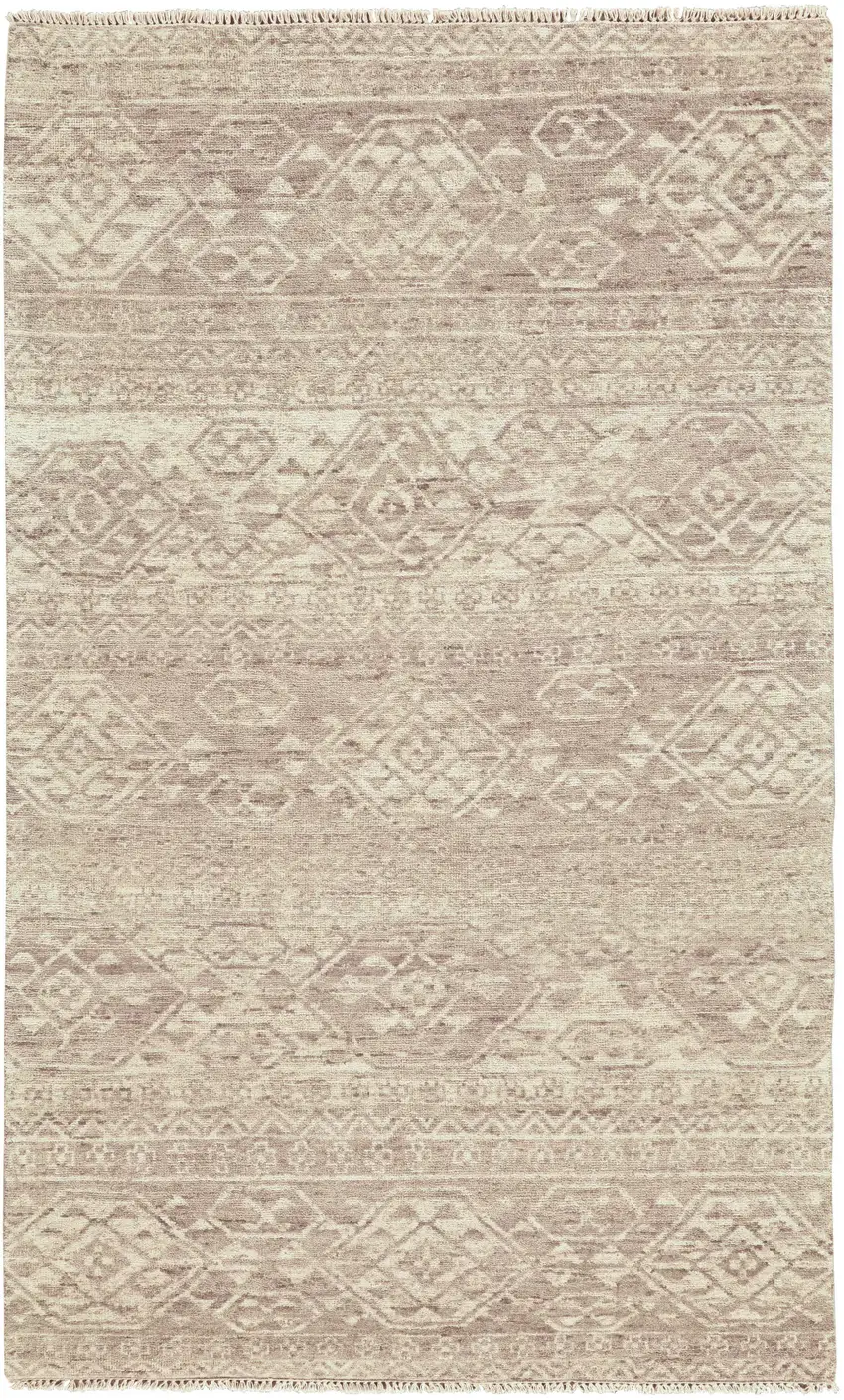 Brown and Tan Wool Southwestern Hand Knotted Area Rug Photo 4