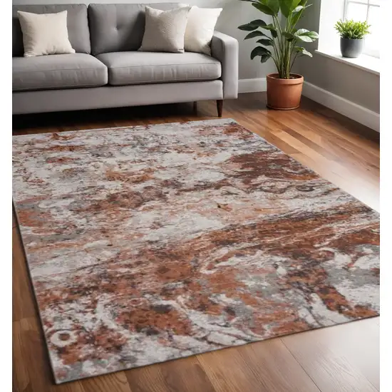 Brown and White Abstract Earth Area Rug Photo 2