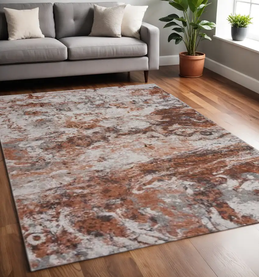 Brown and White Abstract Earth Area Rug Photo 2