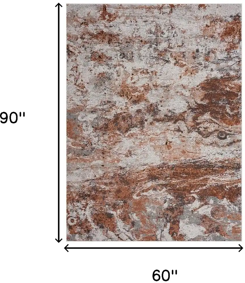 Brown and White Abstract Earth Area Rug Photo 3