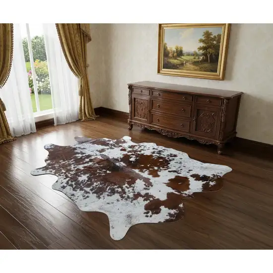 Brown And White Cowhide Handmade Area Rug Photo 1