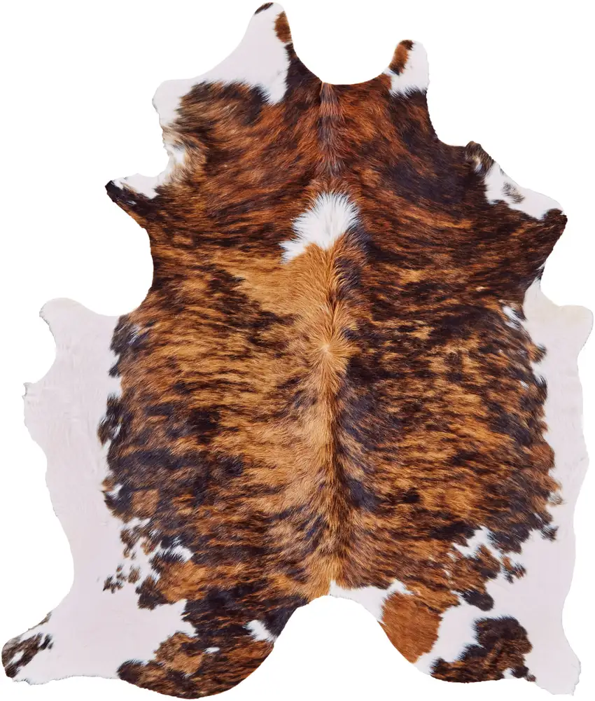Brown and White Cowhide Animal Print Power Loom Area Rug Photo 6