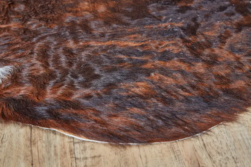 Brown and White Cowhide Animal Print Power Loom Area Rug Photo 7