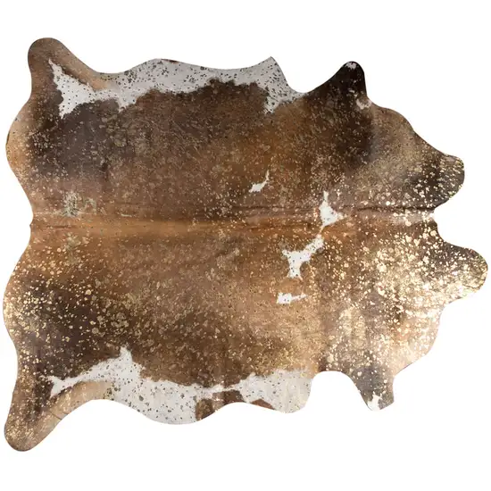 Brown and White Cowhide Hand Knotted Area Rug Photo 3