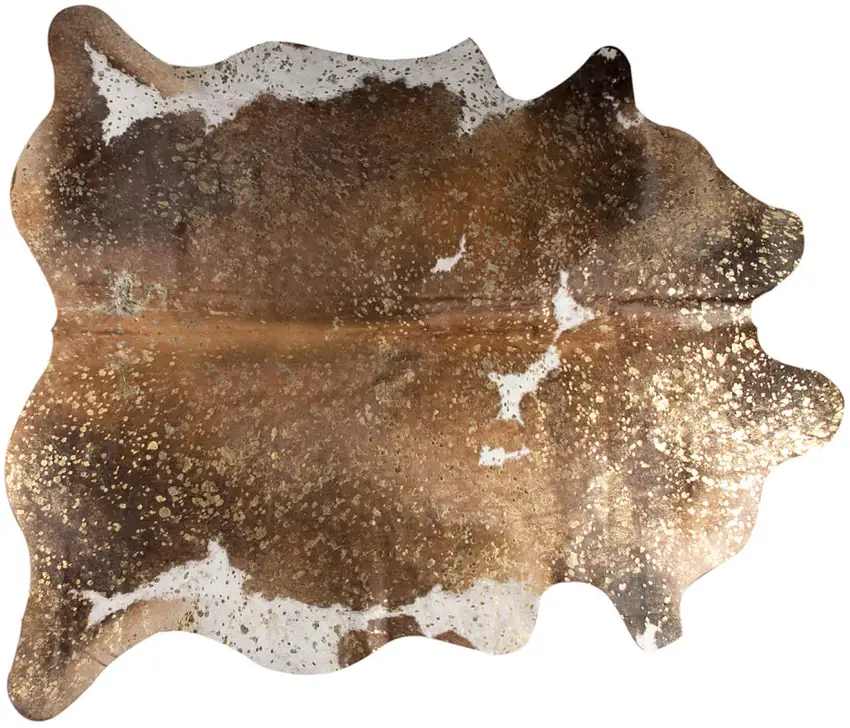 Brown and White Cowhide Hand Knotted Area Rug Photo 3