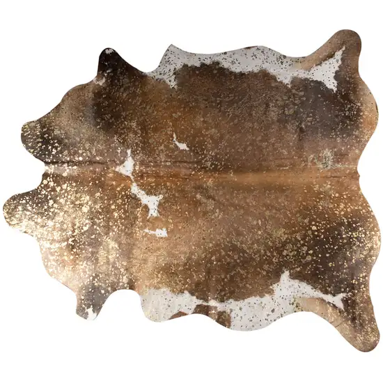 Brown and White Cowhide Hand Knotted Area Rug Photo 1