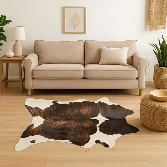 Brown and White Cowhide Hand Knotted Area Rug Photo 1