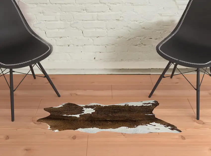 Brown and White Cowhide Hand Tufted Area Rug Photo 2