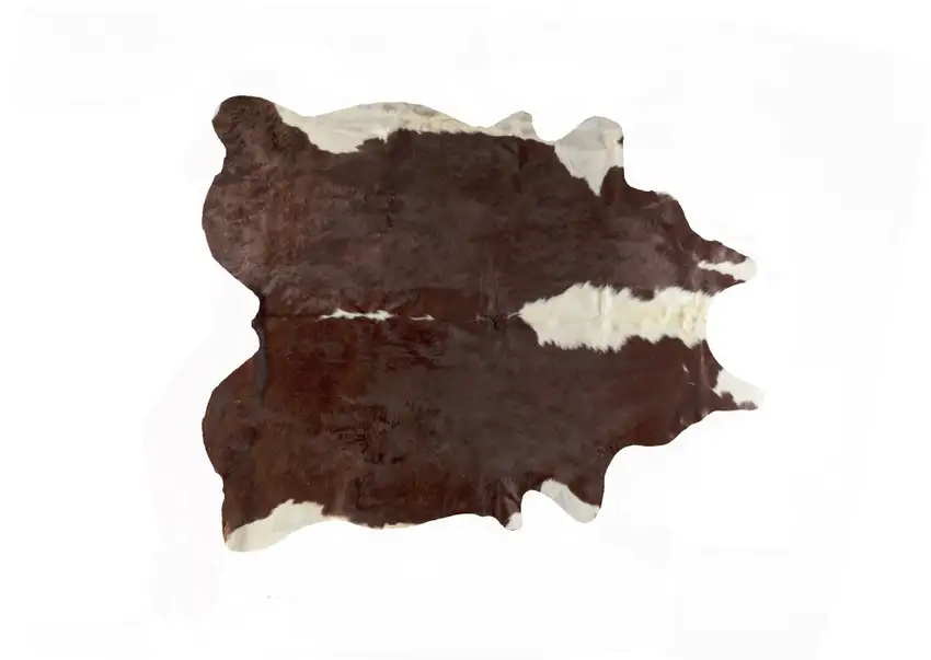 Brown and White Cowhide Handmade Area Rug Photo 2