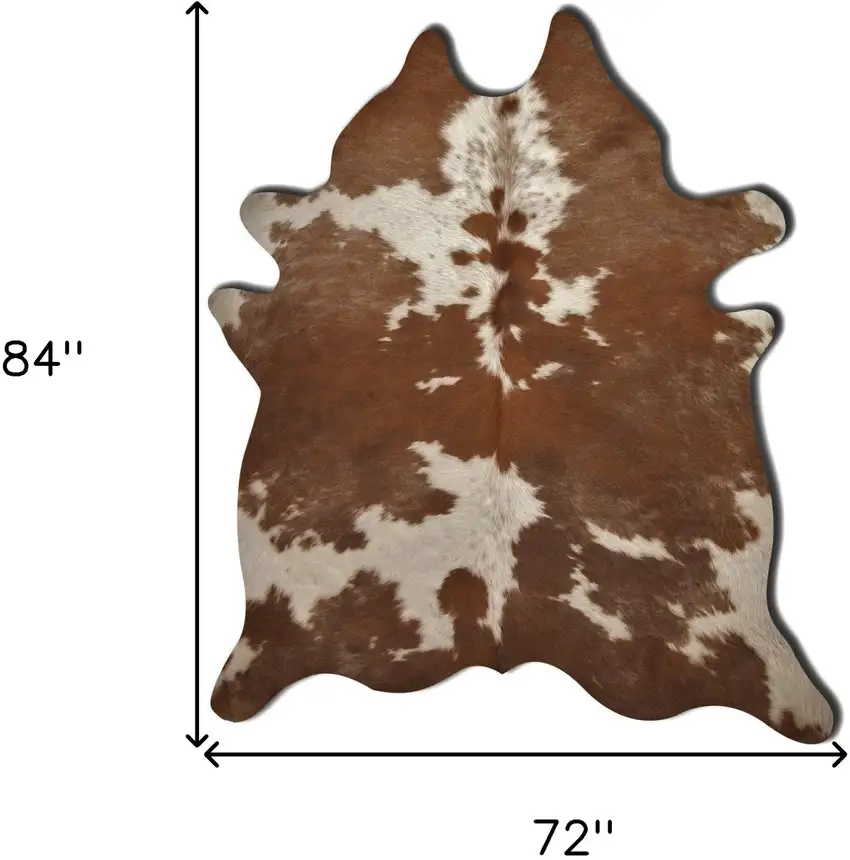 Brown and White Genuine Cowhide Area Rug Photo 3