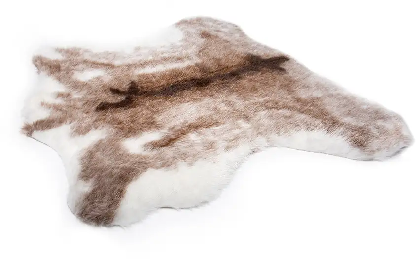 Brown and White Faux Fur Animal Print Area Rug Photo 3