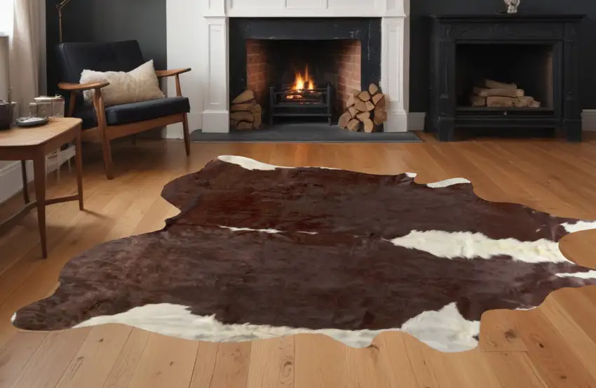 Brown And White Natural Cowhide Area Rug Photo 1