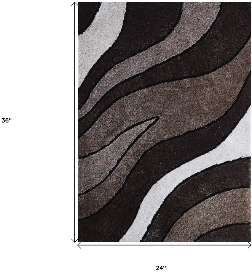Brown and White Shag Hand Tufted Area Rug Photo 5