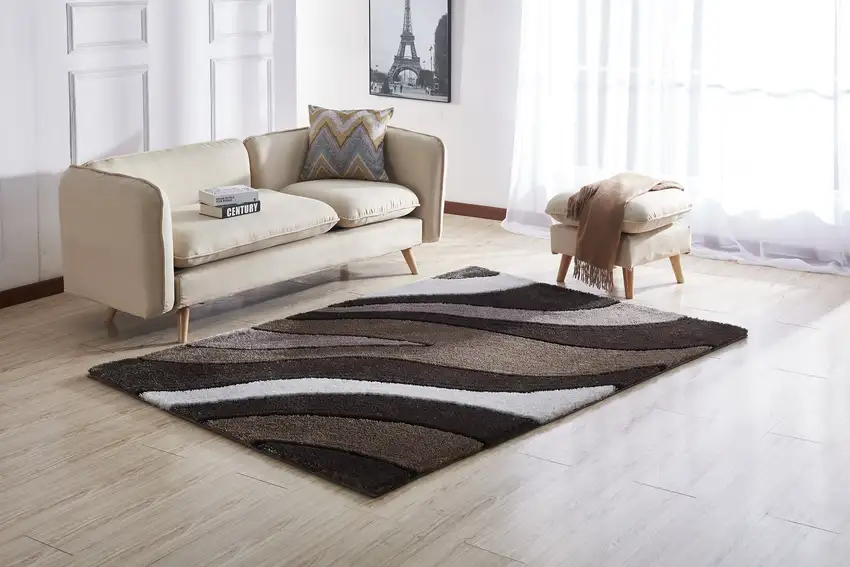Brown and White Shag Hand Tufted Area Rug Photo 4