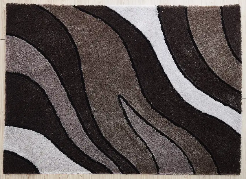 Brown and White Shag Hand Tufted Area Rug Photo 3