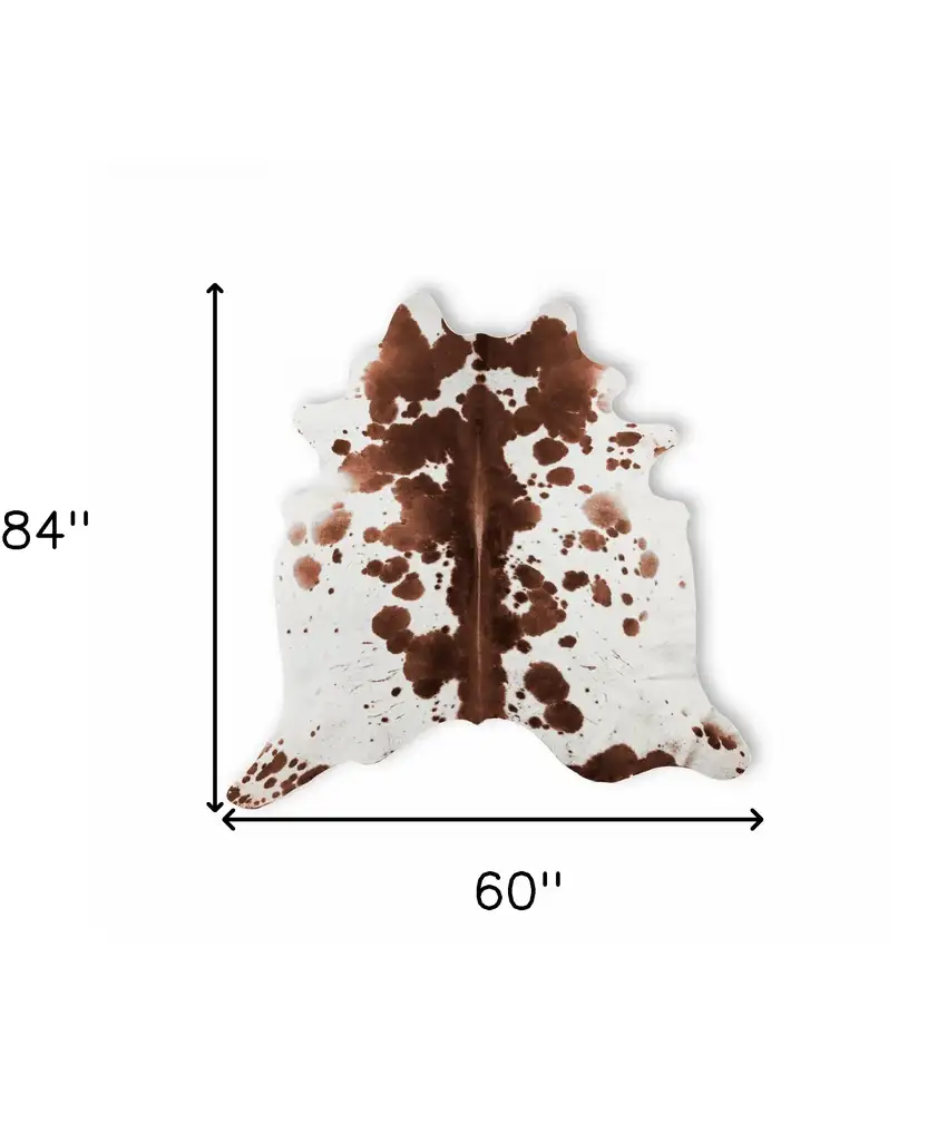 Brown And White Spotted Natural Cowhide Area Rug Photo 3