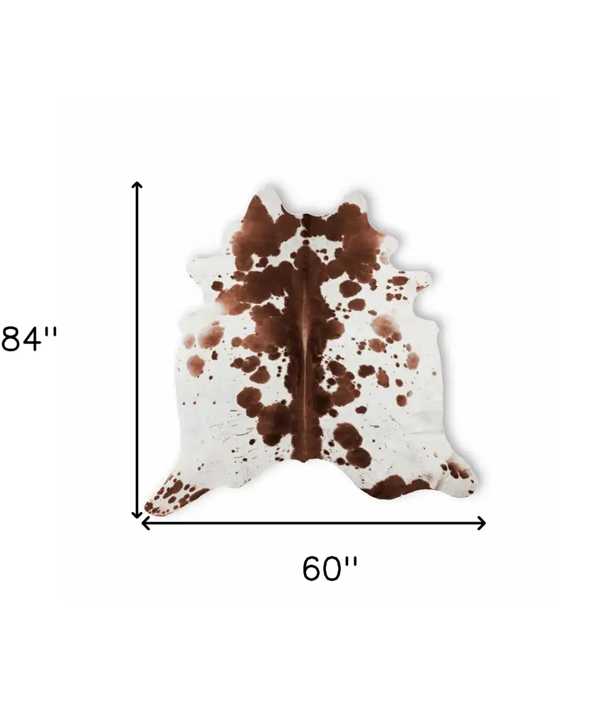 Brown And White Spotted Natural Cowhide Area Rug Photo 3