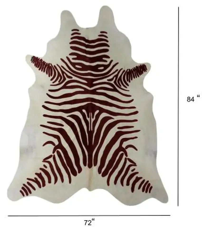 Brown and White Stenciled Cowhide Rug Photo 4