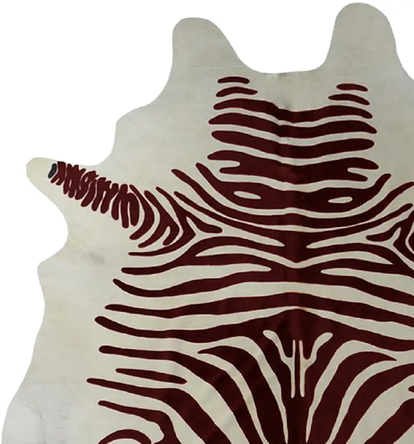 Brown and White Stenciled Cowhide Rug Photo 2