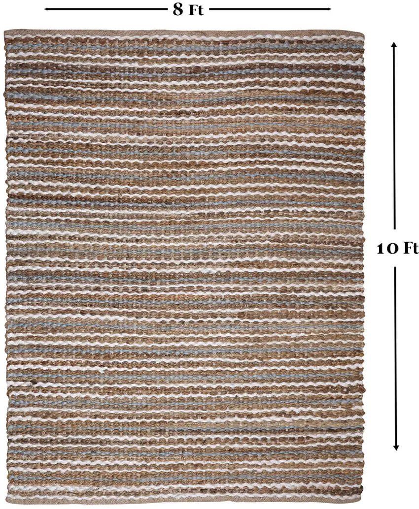Brown and White Striped Handmade Indoor Outdoor Area Rug Photo 7
