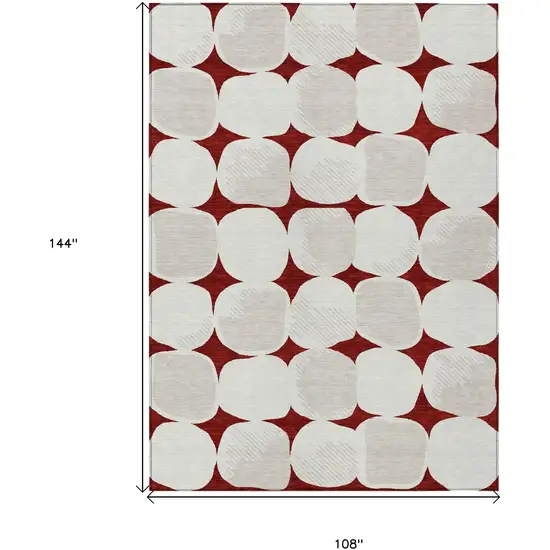 Burgundy Abstract Washable Indoor Outdoor Area Rug Photo 3