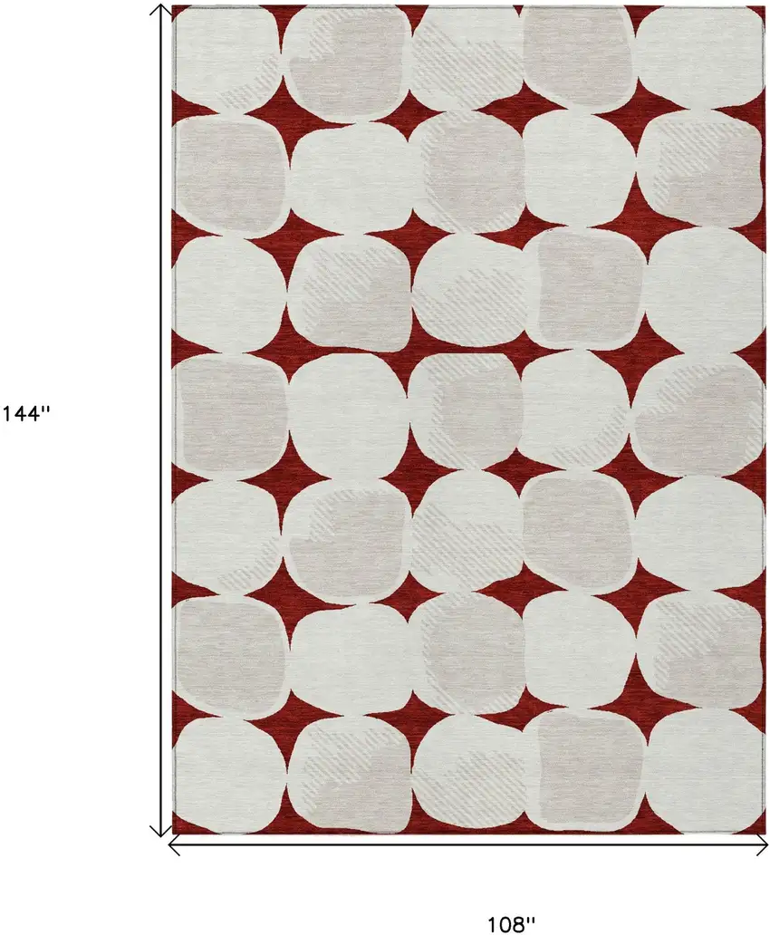 Burgundy Abstract Washable Indoor Outdoor Area Rug Photo 3