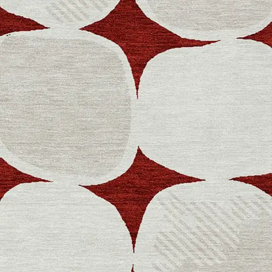 Burgundy Abstract Washable Indoor Outdoor Area Rug Photo 6