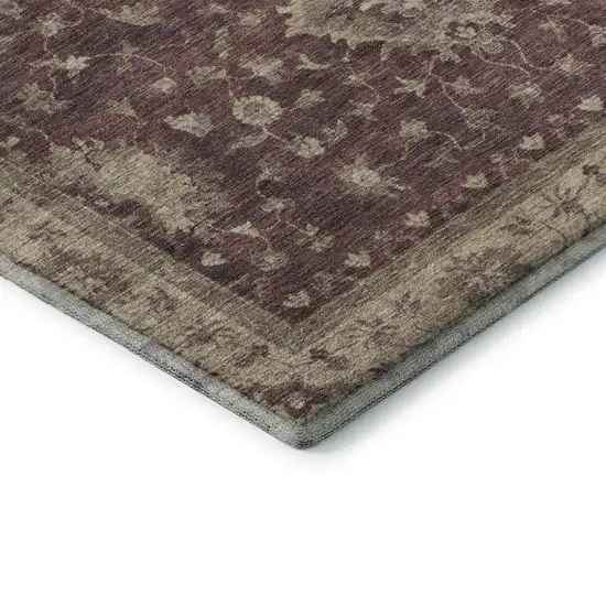 Burgundy And Beige Oriental Washable Area Rug With UV Protection Photo 6