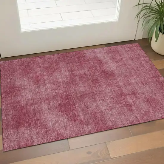 Burgundy And Blush Abstract Washable Area Rug With UV Protection Photo 1