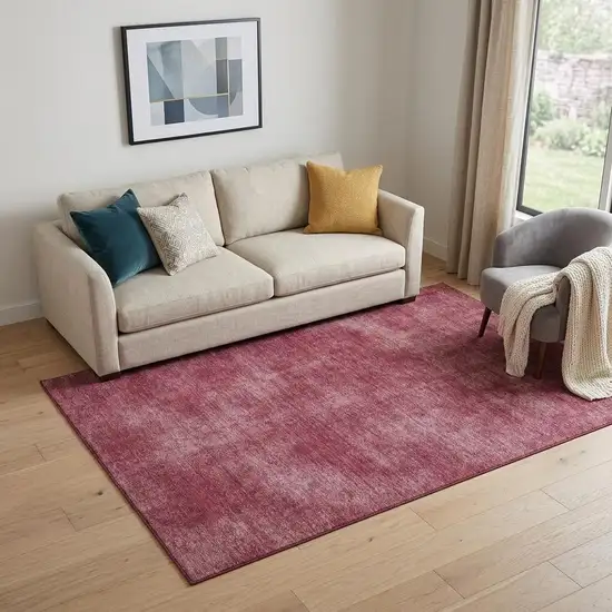 Burgundy And Blush Abstract Washable Area Rug With UV Protection Photo 1