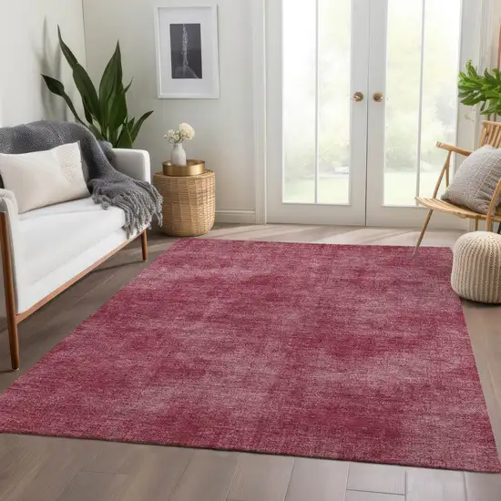 Burgundy And Blush Abstract Washable Area Rug With UV Protection Photo 5