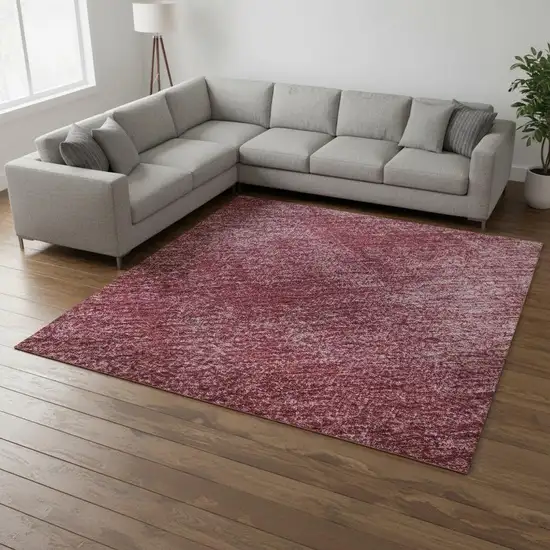Burgundy And Blush Abstract Washable Area Rug With UV Protection Photo 2