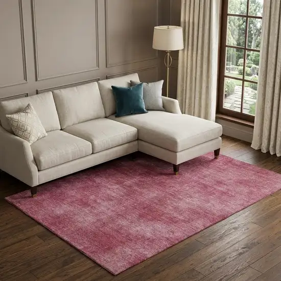 Burgundy And Blush Abstract Washable Area Rug With UV Protection Photo 1