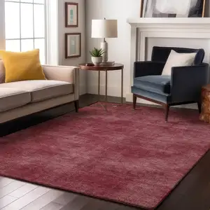 Photo of Burgundy And Blush Abstract Washable Area Rug With UV Protection
