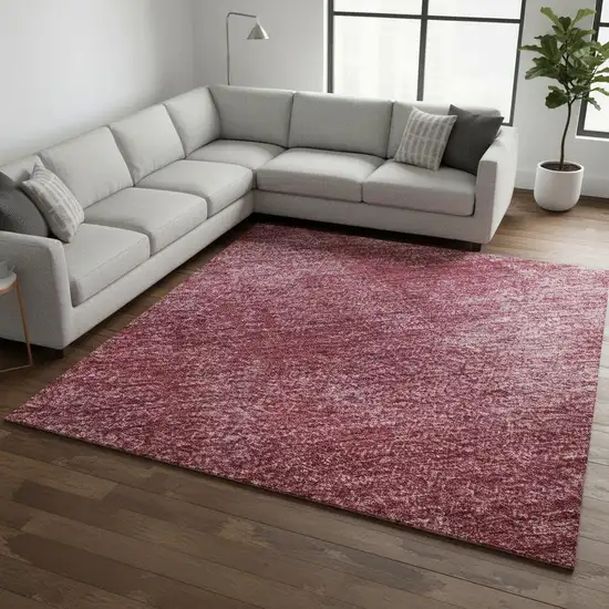 Burgundy And Blush Abstract Washable Area Rug With UV Protection Photo 2