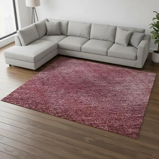 Burgundy And Blush Abstract Washable Area Rug With UV Protection Photo 2
