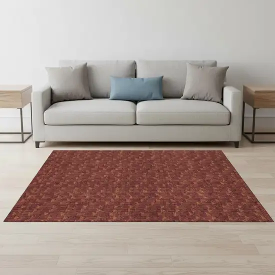 Burgundy And Brown Geometric Washable Area Rug With UV Protection Photo 1