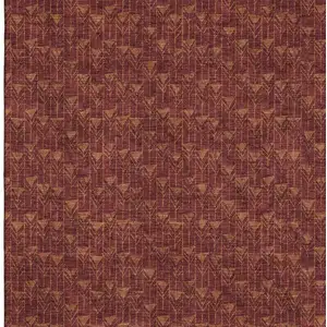 Photo of Burgundy And Brown Geometric Washable Area Rug With UV Protection