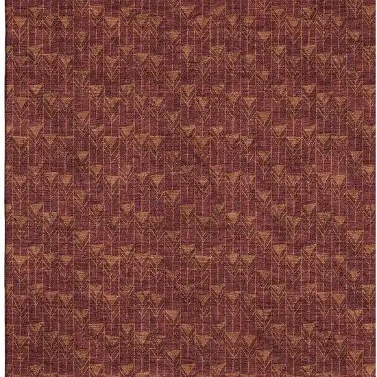 Burgundy And Brown Geometric Washable Area Rug With UV Protection Photo 3