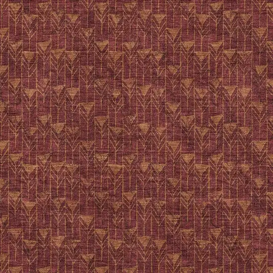Burgundy And Brown Geometric Washable Area Rug With UV Protection Photo 3