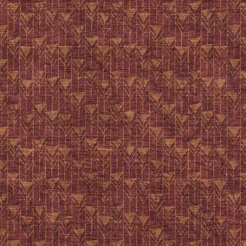 Burgundy And Brown Geometric Washable Area Rug With UV Protection Photo 3