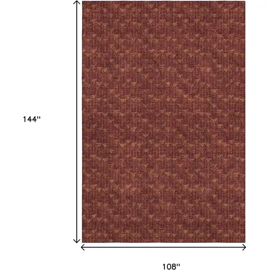 Burgundy And Brown Geometric Washable Area Rug With UV Protection Photo 3