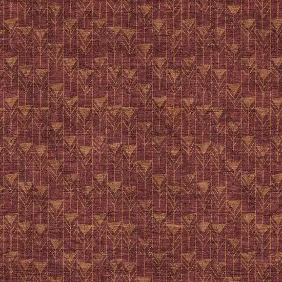 Burgundy And Brown Geometric Washable Area Rug With UV Protection Photo 3