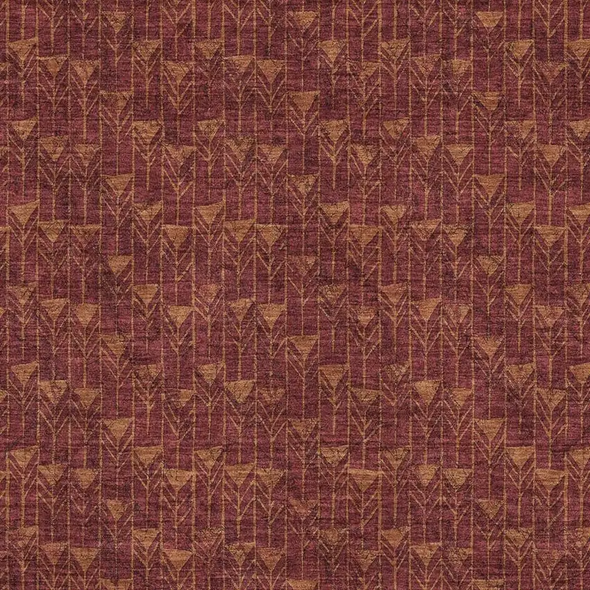 Burgundy And Brown Geometric Washable Area Rug With UV Protection Photo 3