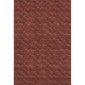 Photo of Burgundy And Brown Geometric Washable Area Rug With UV Protection
