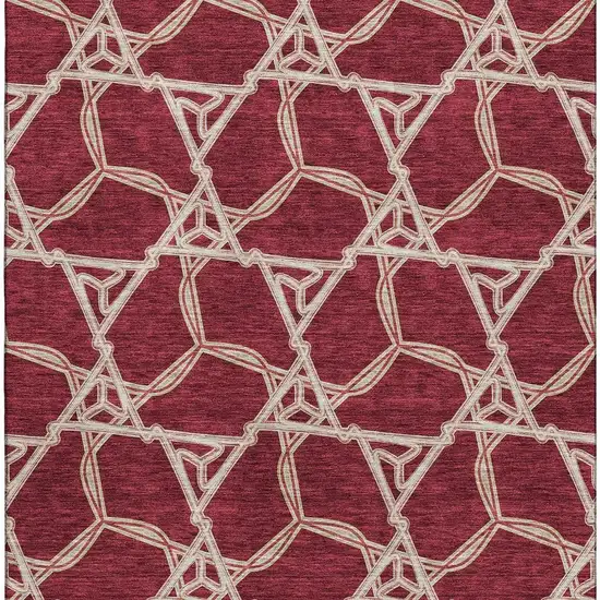 Burgundy And Gray Geometric Washable Area Rug With UV Protection Photo 3