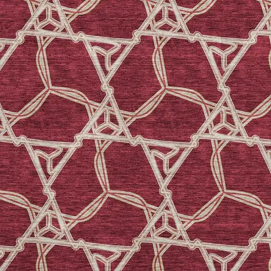 Burgundy And Gray Geometric Washable Area Rug With UV Protection Photo 2